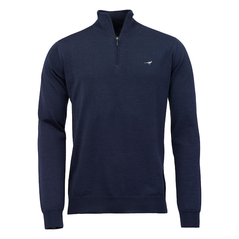 Pull Col Zip Norfolk Merino Laksen