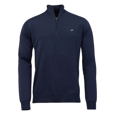 Pull Col Zip Norfolk Merino Laksen