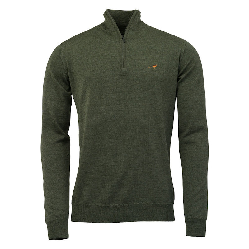 Pull Col Zip Norfolk Merino Laksen