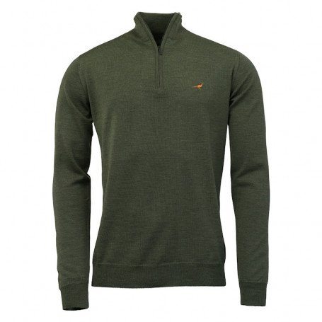 Pull Col Zip Norfolk Merino Laksen