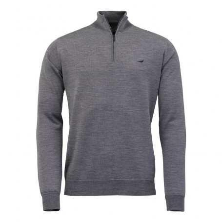Pull Col Zip Norfolk Merino Laksen