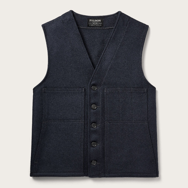 Gilet en Laine Mackinaw à Carreaux Rouge Filson