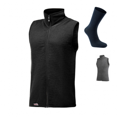 Gilet zippé 400g Woolpower avec chaussettes offertes