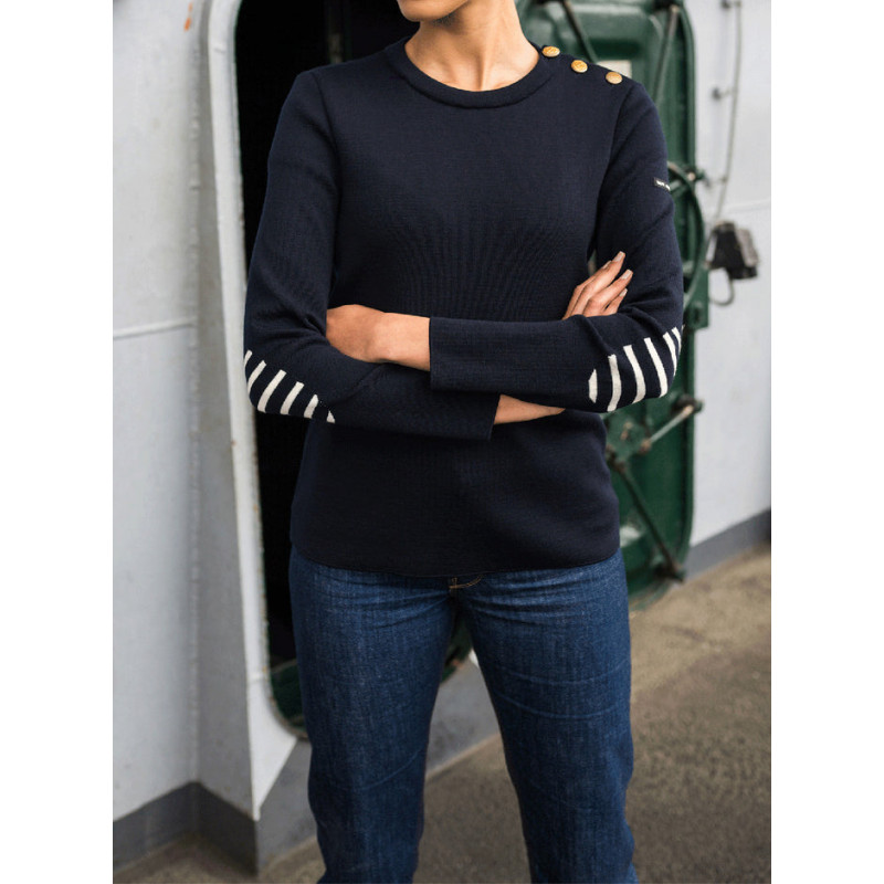 Pull marin Cras femme Marine Nationale X Saint James