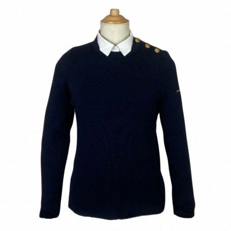 Pull marin Cras femme Marine Nationale X Saint James