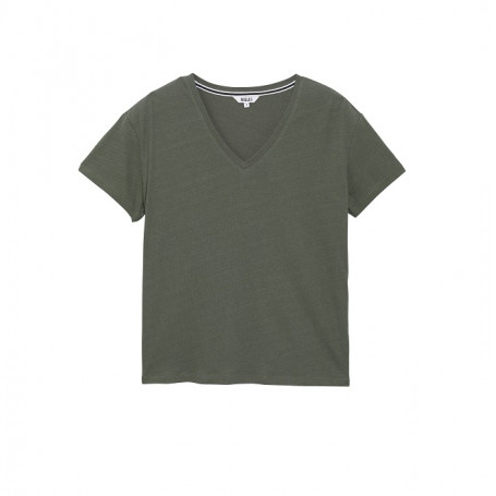 T-Shirt Col V en Coton Lin Aigle