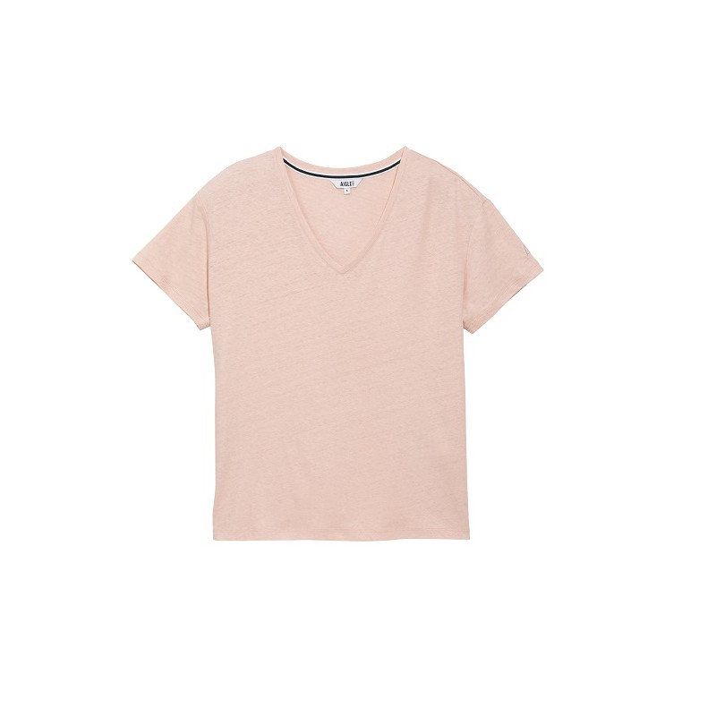 T-Shirt Col V en Coton Lin Aigle
