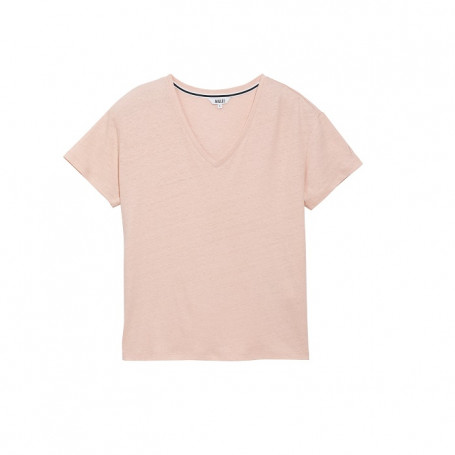 T-Shirt Col V en Coton Lin Aigle