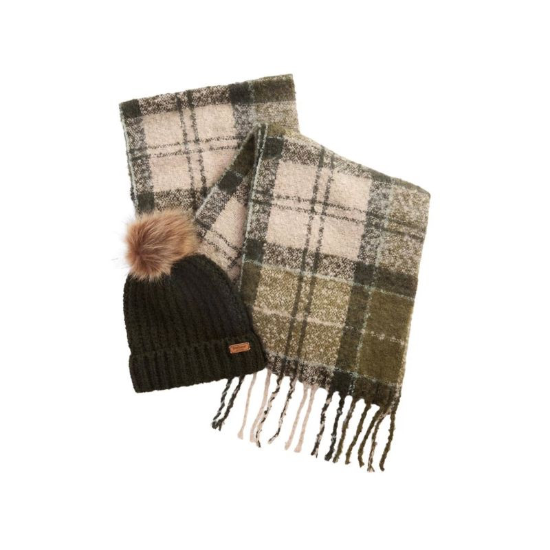 Coffret Bonnet et écharpe tartan Saltburn Barbour