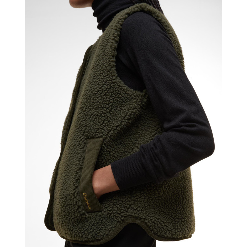 Gilet Court En Fausse Peau De Mouton Pour Femme - Veste Sans Manches En Polaire, Army En8, Petit