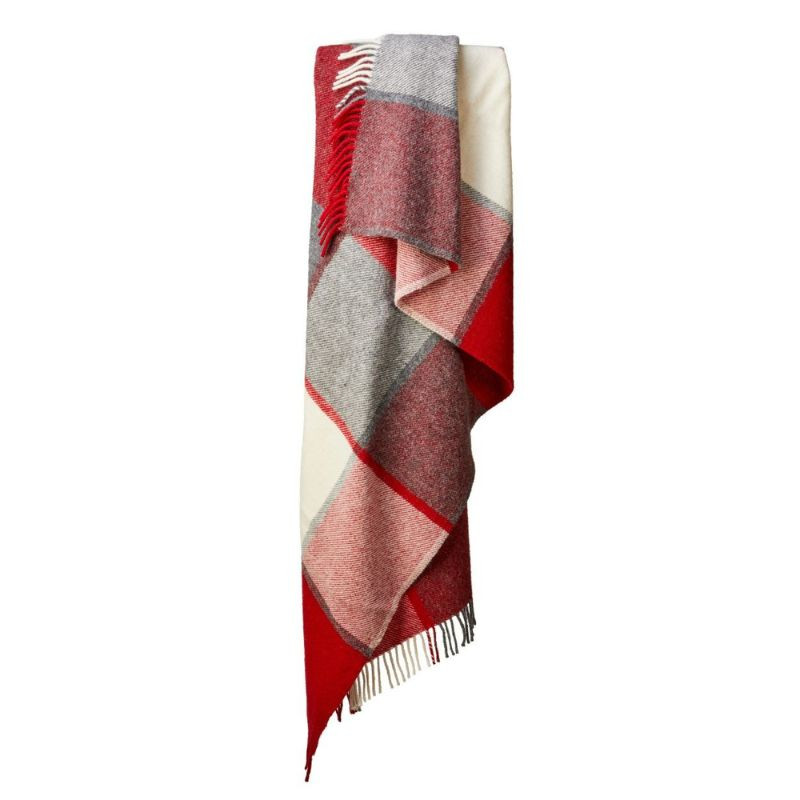 Plaid Check Throw Red & Cream Tweedmill