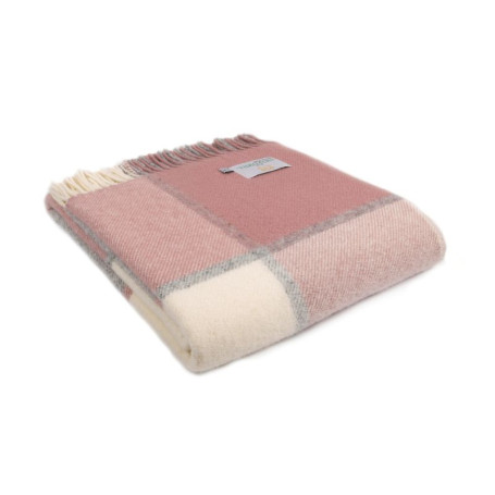Plaid Check Throw Charcoal & Dusky Pink Tweedmill