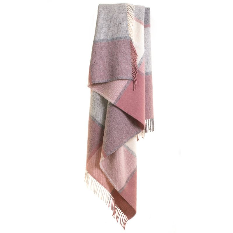 Plaid Check Throw Charcoal & Dusky Pink Tweedmill