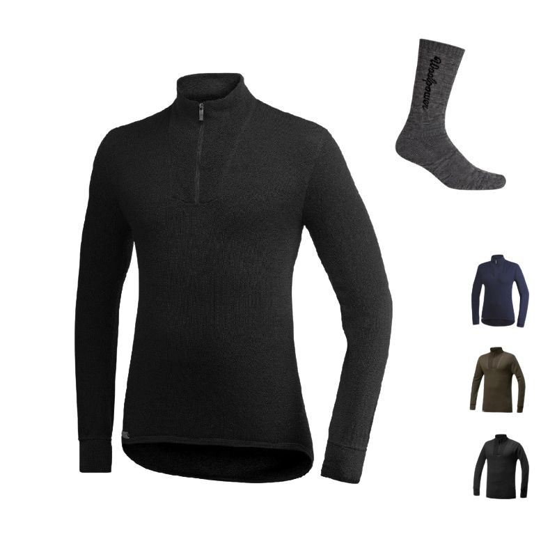 Maillot zippé Turtleneck 400g Woolpower avec chaussettes offertes