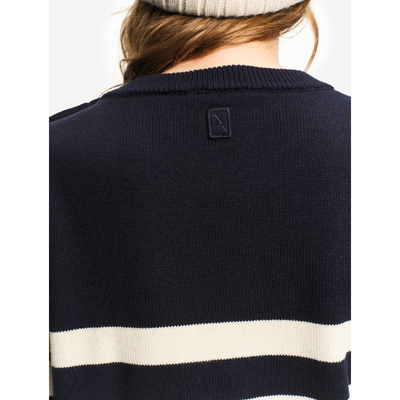 Pull marin rayé en coton et laine Femme Aigle