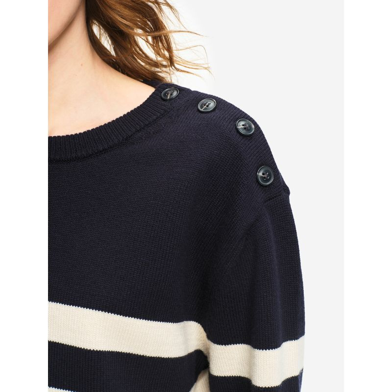 Pull marin rayé en coton et laine Femme Aigle