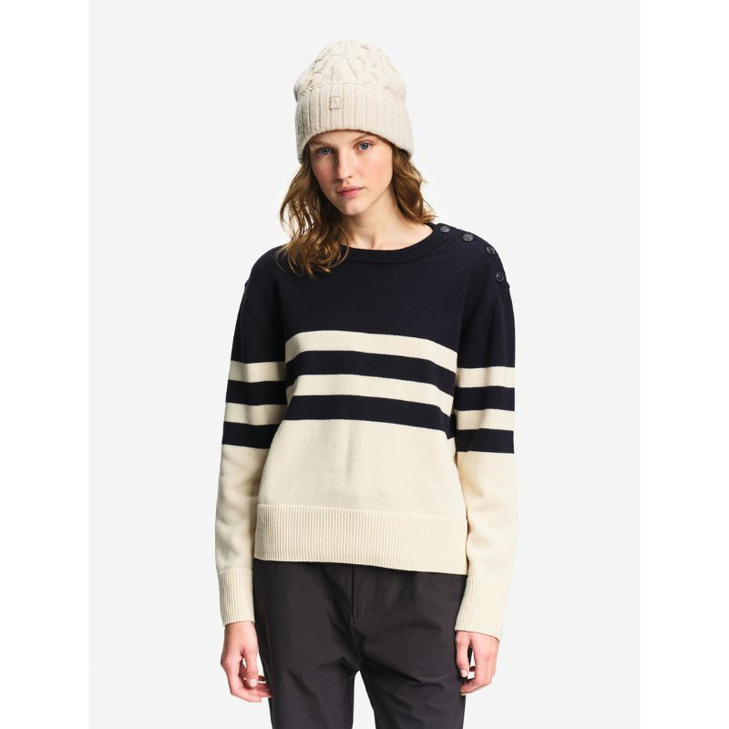 Pull marin rayé en coton et laine Femme Aigle
