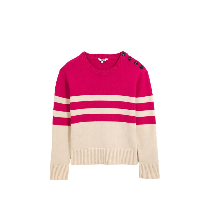 Pull marin rayé en coton et laine Femme Aigle