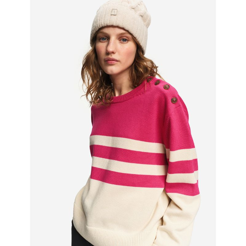Pull marin rayé en coton et laine Femme Aigle