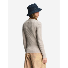 Cardigan côtelé en coton et laine Femme Aigle