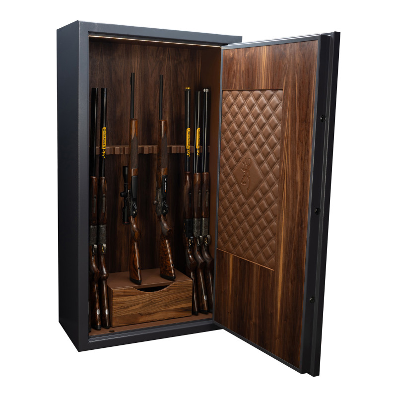 Browning Heritage-kluis voor 14 wapens, van leer en hout