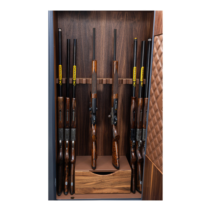 Browning Heritage-kluis voor 14 wapens, van leer en hout