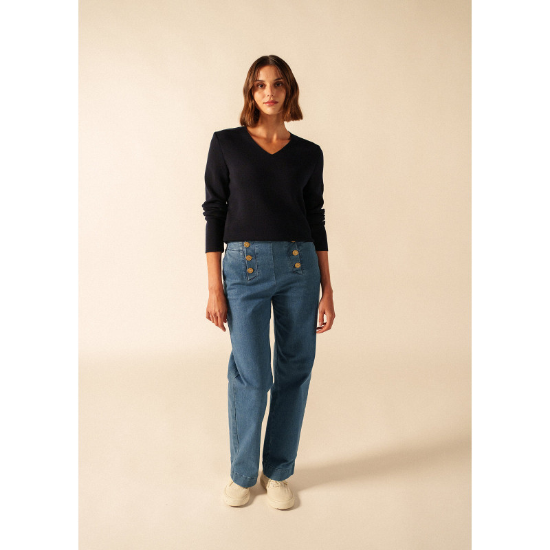 Pull Brehat col V femme Saint James