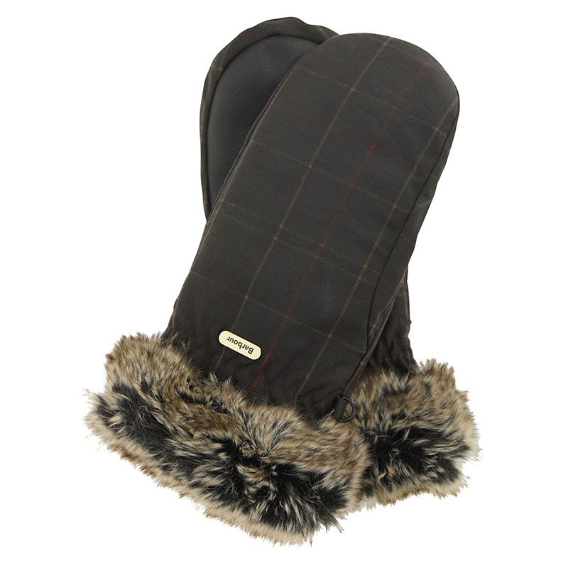 Moufles huilées tartan Barbour