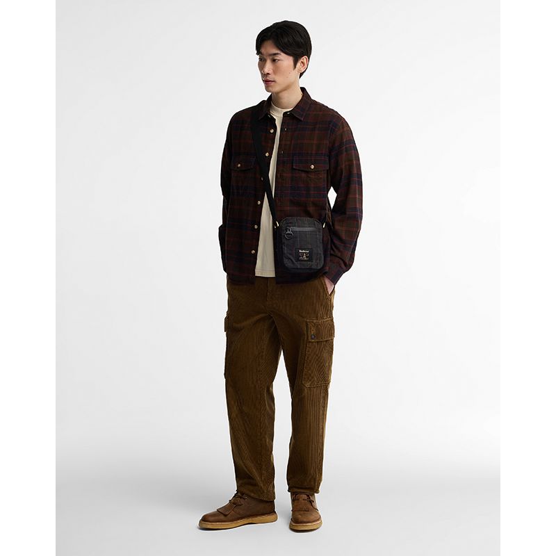 Sac bandoulière huilé tartan Field Barbour