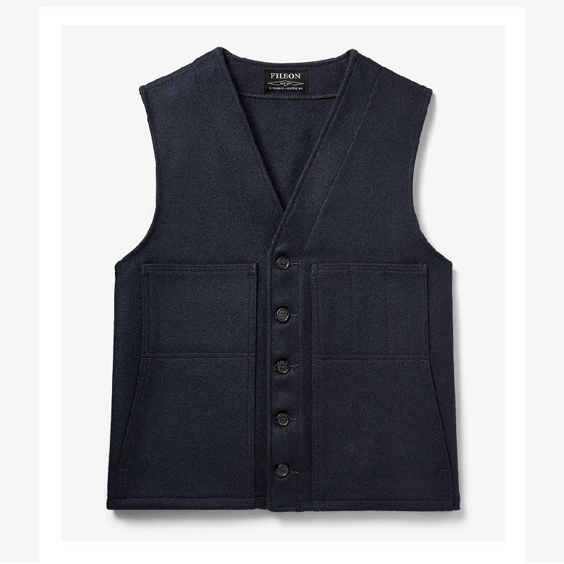 Gilet en Laine Mackinaw à Carreaux Rouge Filson