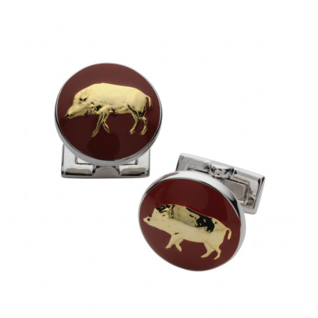 Boutons de Manchettes Sanglier Burgundy Laksen