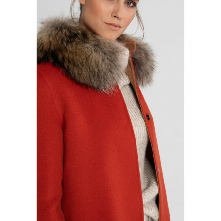 manteau rouge brique femme
