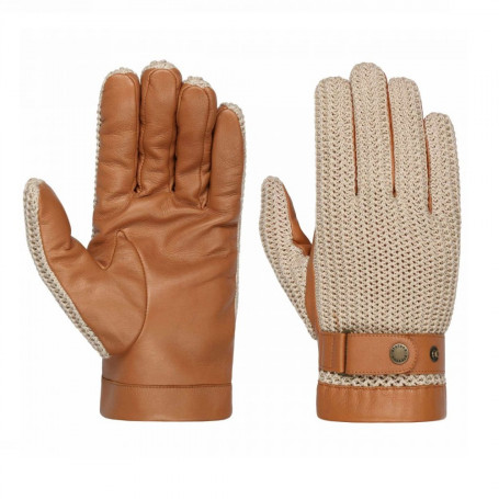 Stetson leren en gebreide handschoenen
