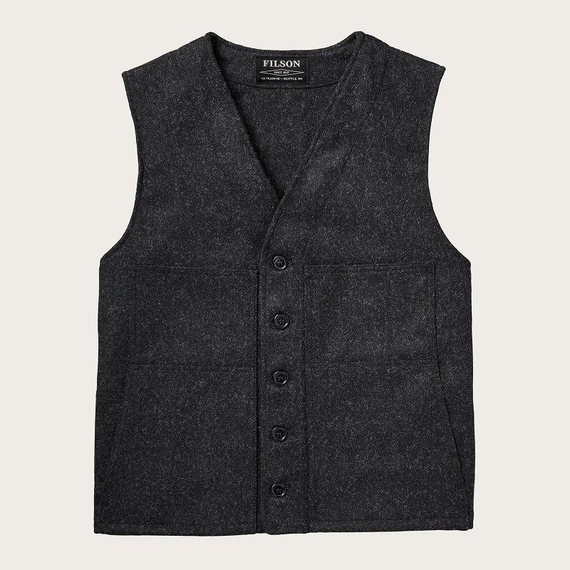Gilet en Laine Mackinaw à Carreaux Rouge Filson