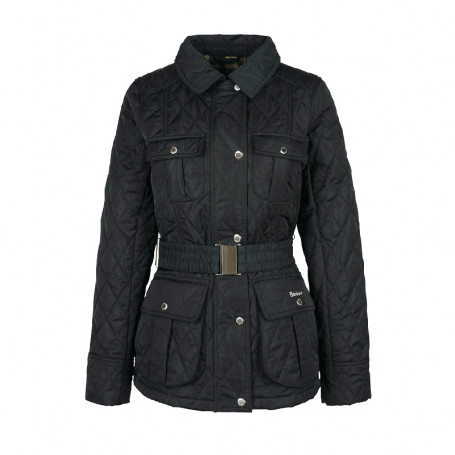 Gewatteerd Barbour damesjack met riem en defensie