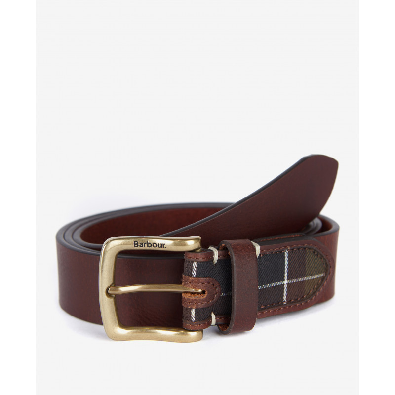 Ceinture en cuir et Tartan Barbour