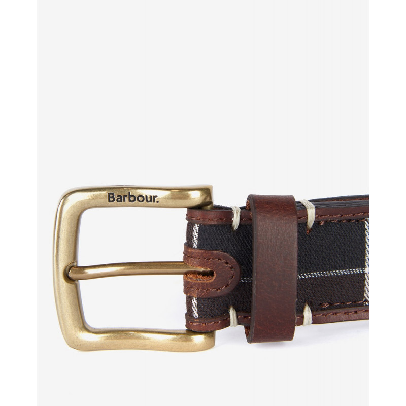 Ceinture en cuir et Tartan Barbour