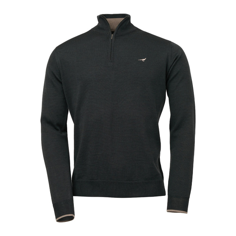 Pull Col Zip Norfolk Merino Laksen