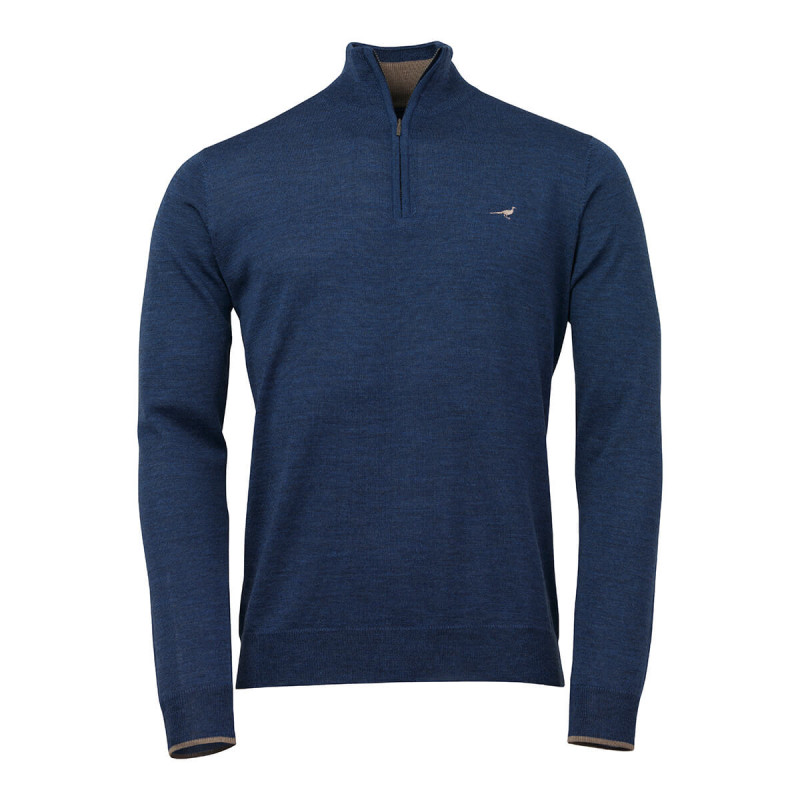Pull Col Zip Norfolk Merino Laksen