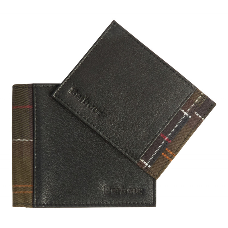 Coffret Portefeuille et Porte-cartes Cuir et Tartan Barbour
