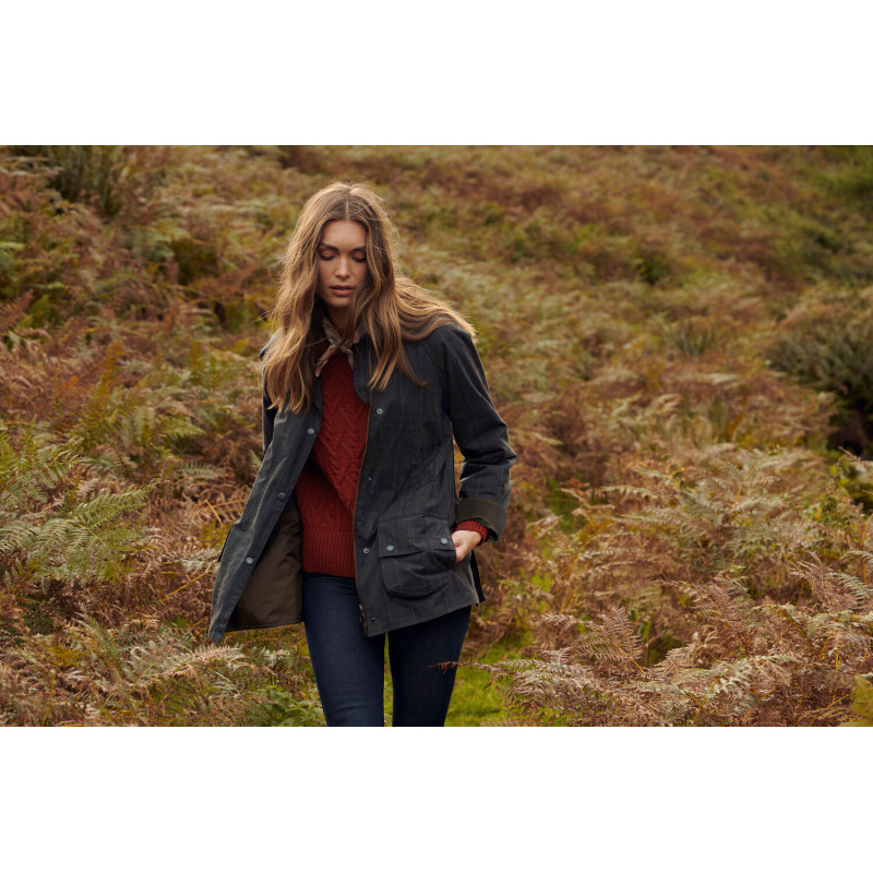 Veste huilée Ashby Tartan femme Barbour