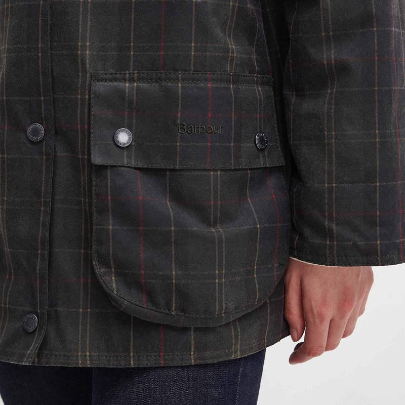 Veste huilée Ashby Tartan femme Barbour